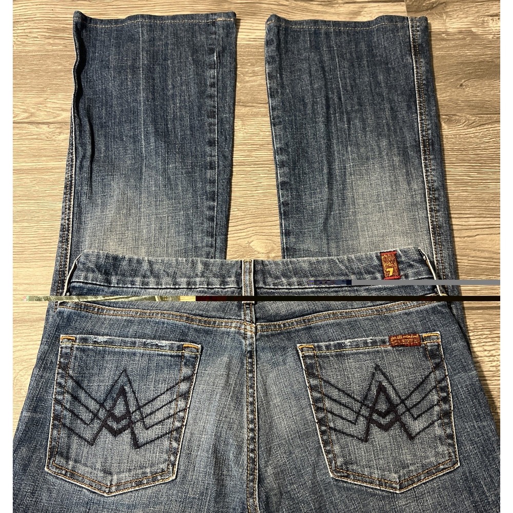 7 For All Mankind Women's "A" Pocket Boot Cut Low Rise Jeans Size 29 (31x30) - Picture 3 of 13
